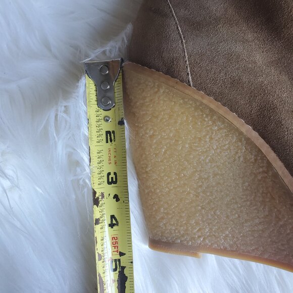 Carolina Herrera Brown Suede Platform Wedge Lace Up Boots SZ 8.5 - Picture 13 of 14